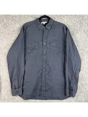 Alex Mill 100% Linen Shirt Mens XL Blue Button Up Long Sleeve Casual